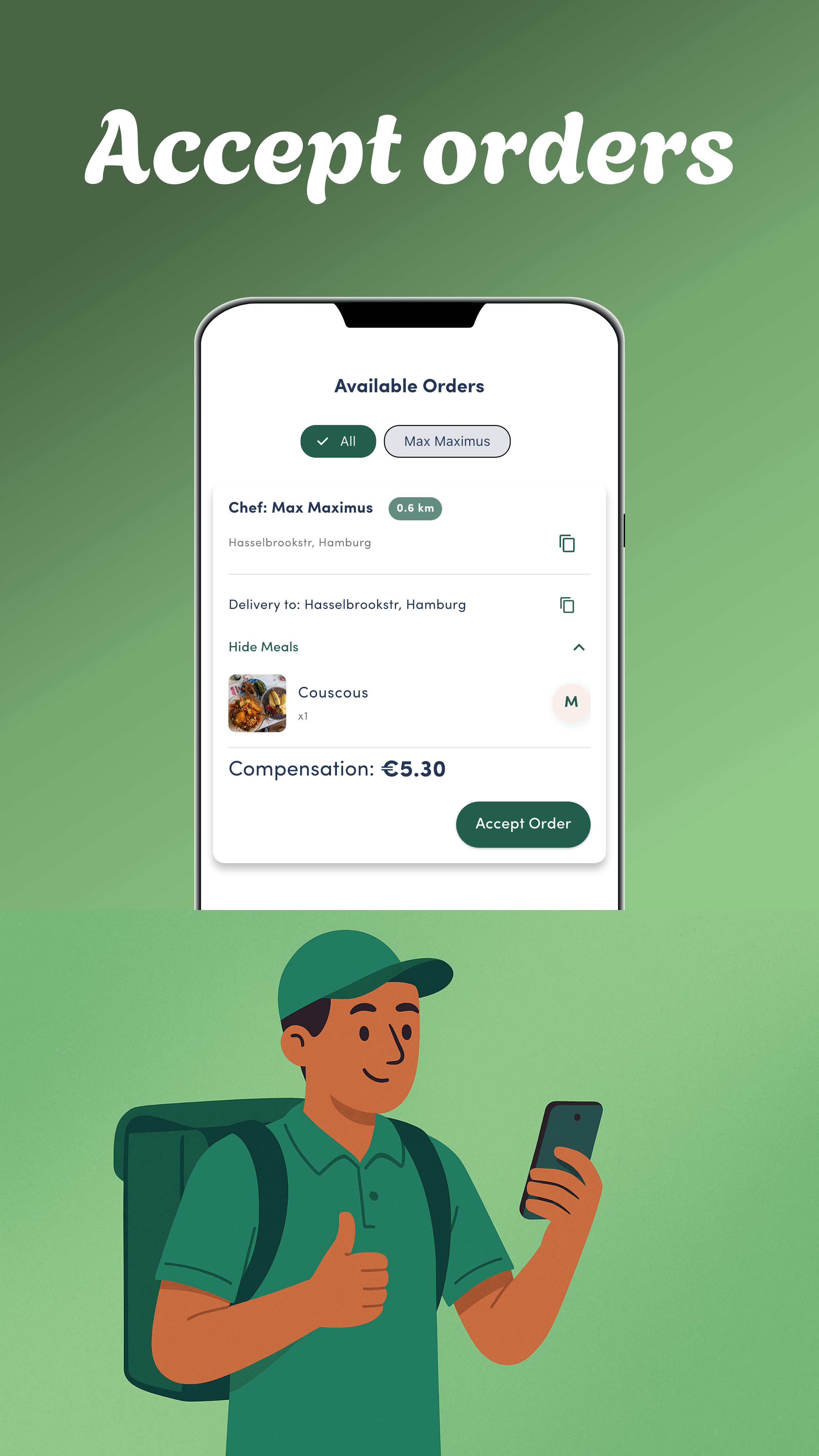 el Rider delivery app screen