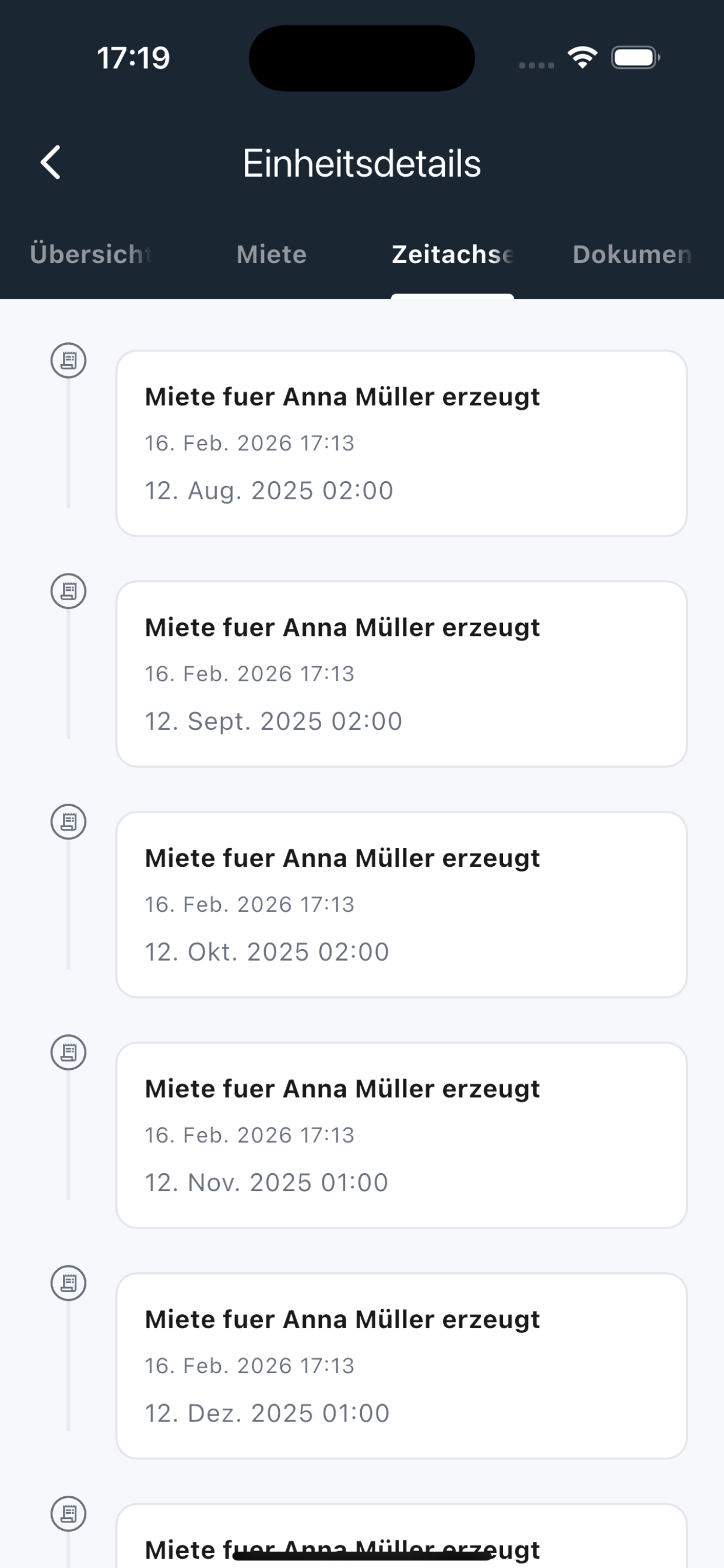 MietKlar timeline and tasks